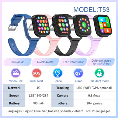 Kids Smartwatch Gift Box T53 – 4G GPS Tracker with SOS & Video Calling - Image 4